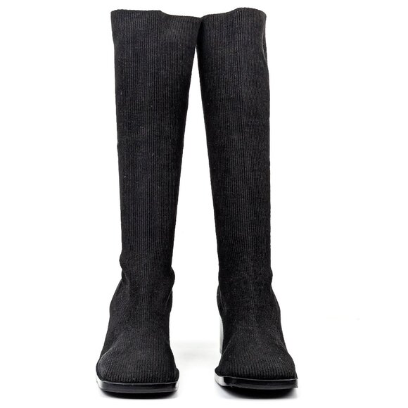 Miista London Wmn Candra Black Fabric Retro Y2K Square Toe Knee Boots 10.5US  EU - Picture 2 of 7